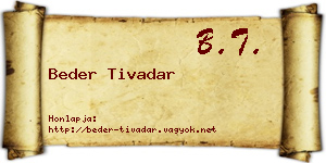 Beder Tivadar névjegykártya